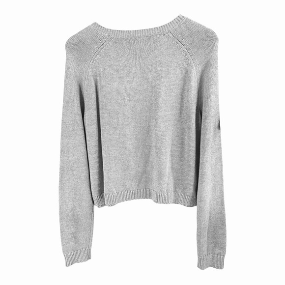 Bethany Mota Gray Sweater Top Sequin Red Front Center Bow. Sz XL - Picture 2 of 11